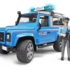 Bruder Land Rover h&auml;lytysajoneuvo poliisimiehell&auml; varusteineen